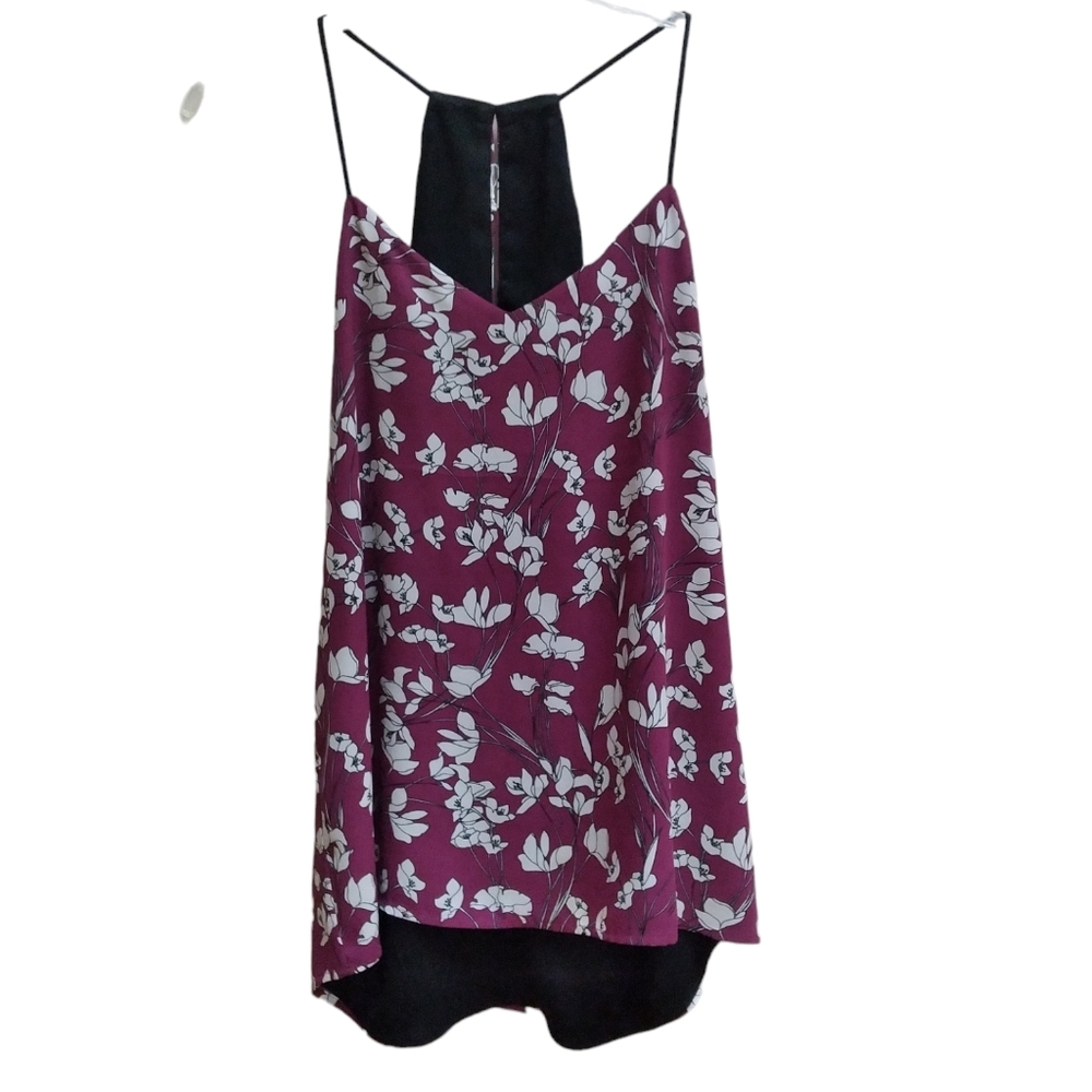 Floral Print Purple Spaghetti Strap Cami Top
